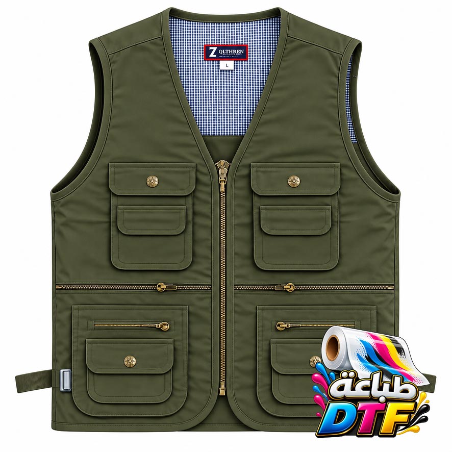 فزت كتان زيتي مطبوع DTF-VEST-LINEN-OIL